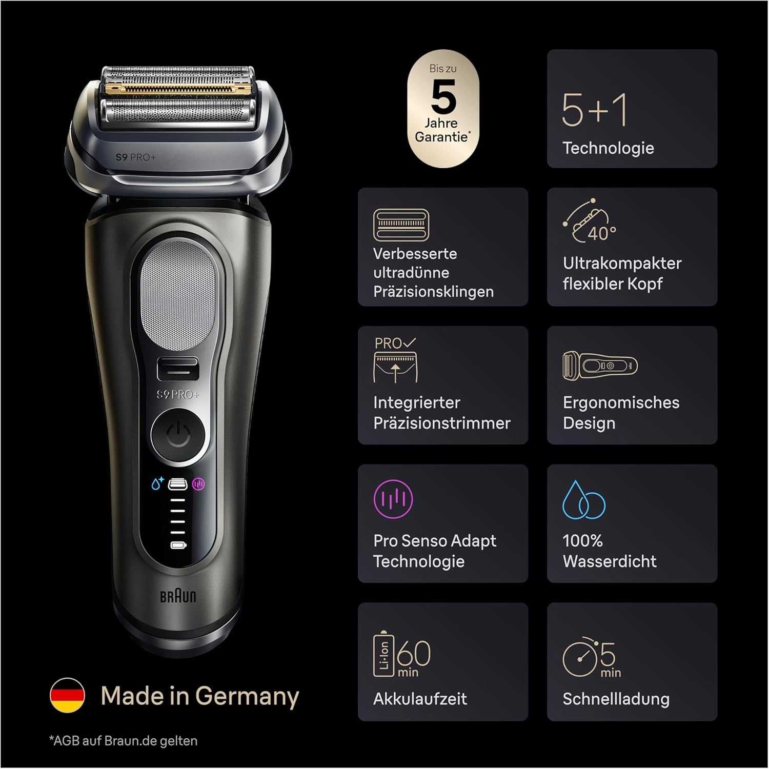 Eлектрическa самобръсначкa Braun Series 9 PRO+ (9615s) Made in Germany