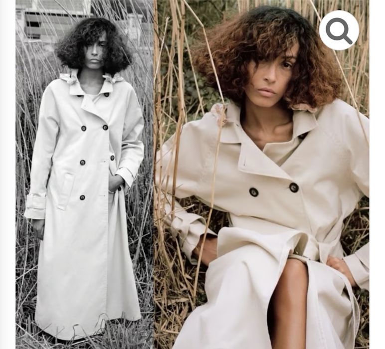 Дълъг Нов тренчкот ZARA с шал. Размер L/M