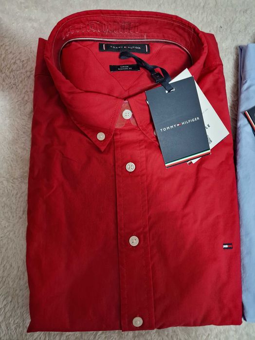 Camasa Tommy Hilfiger | XXL | Regular | Albastru melange/glaciar, Rosu