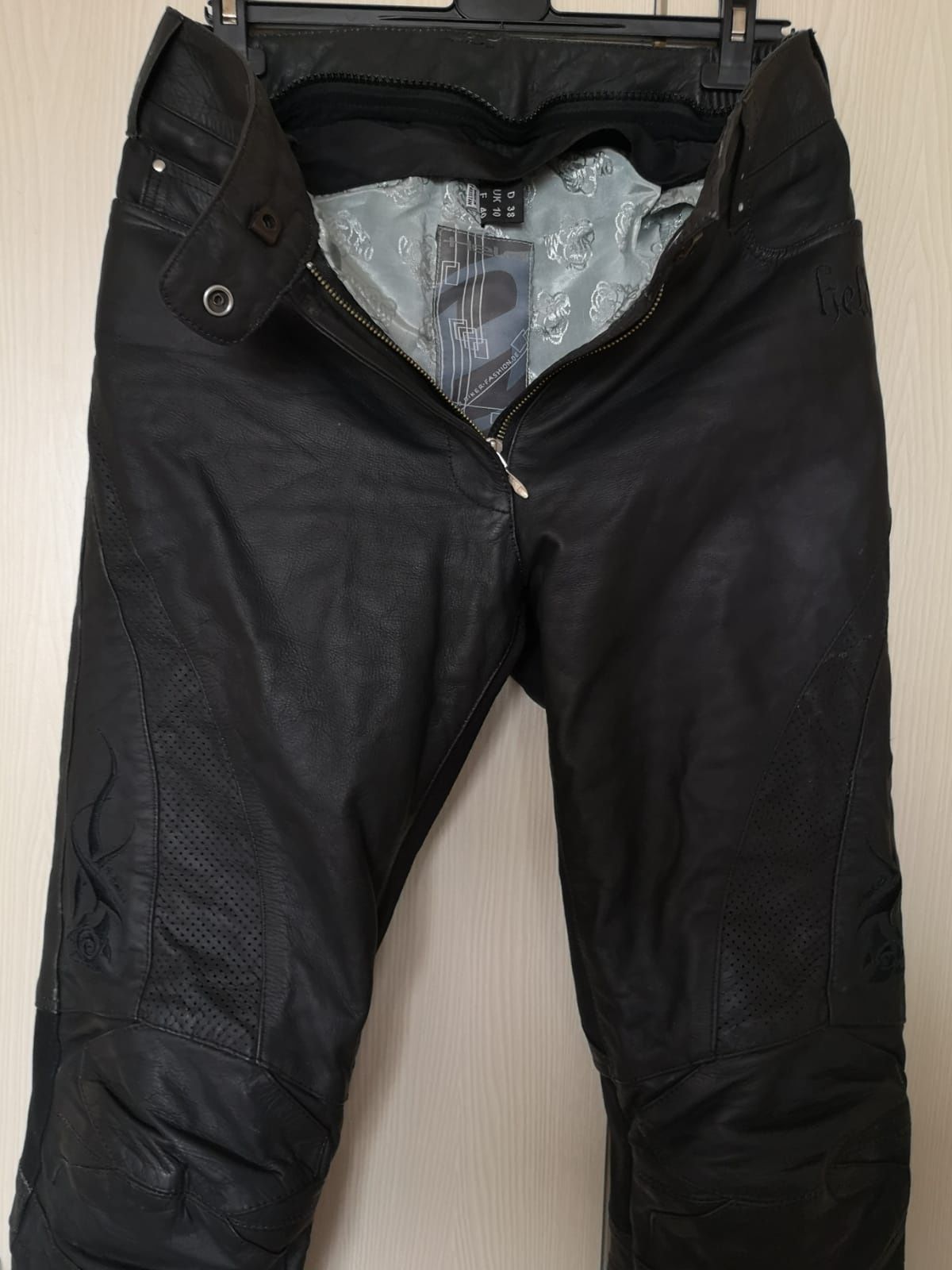 Pantaloni moto atv Held piele naturala protectii