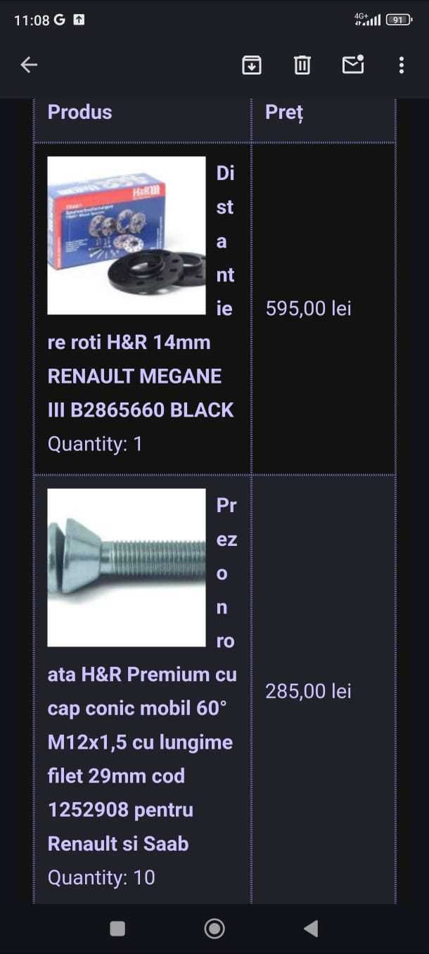 Set 4 Flanse distantiere H&R 5x114.3 14/20mm cu prezoane H&R