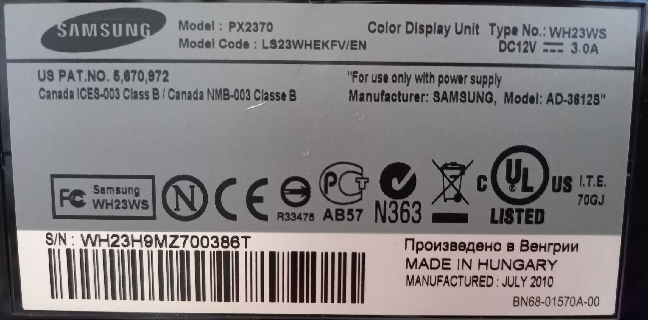 Samsung SyncMaster PX2370 23 inches Monitor