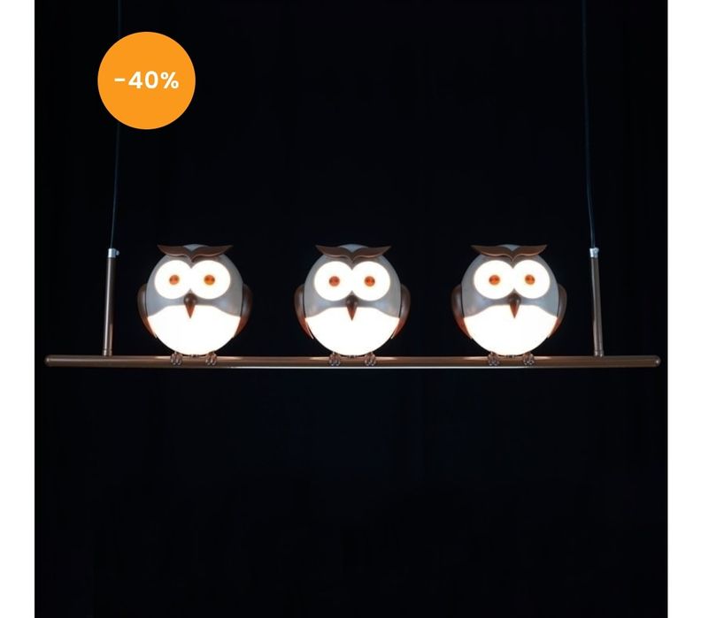 Set lustra și veioză copii - bufnițe