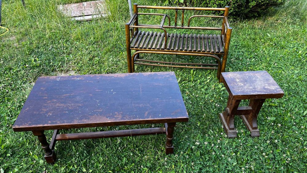 masa, taburet si bancuta de gradina