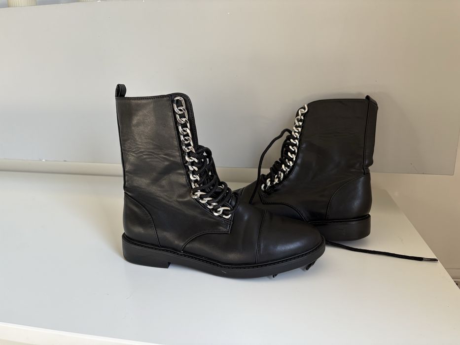 Черни ZARA кожени боти ботуши  Casadei City