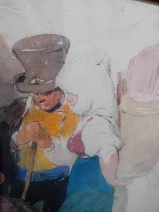 Tablou deosebit lucrat in creion si acuarela