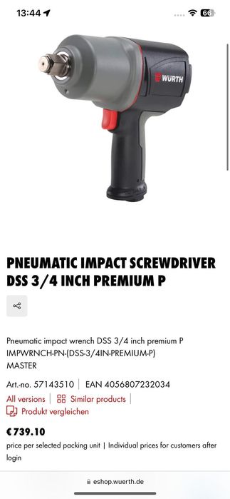 Pistol wurth pneumatic