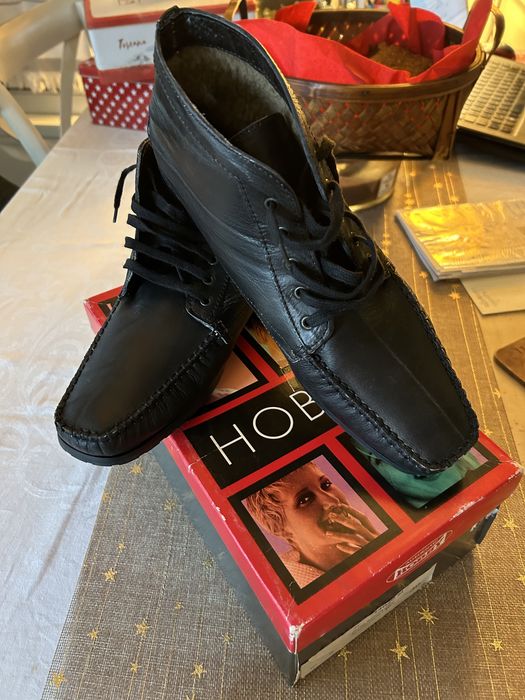 Боти от тъмно-сива кожа с вълнен каракул - р-р 39, дамски