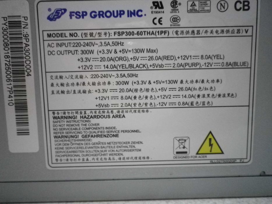 Захранване за компютър Fortron FSP300-60THA