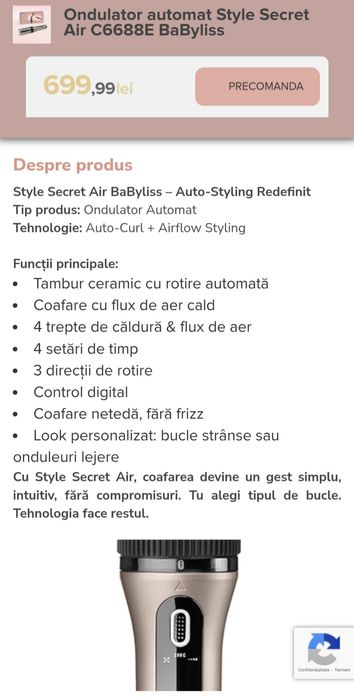 Ondulator automat Style Secret Air Babylss