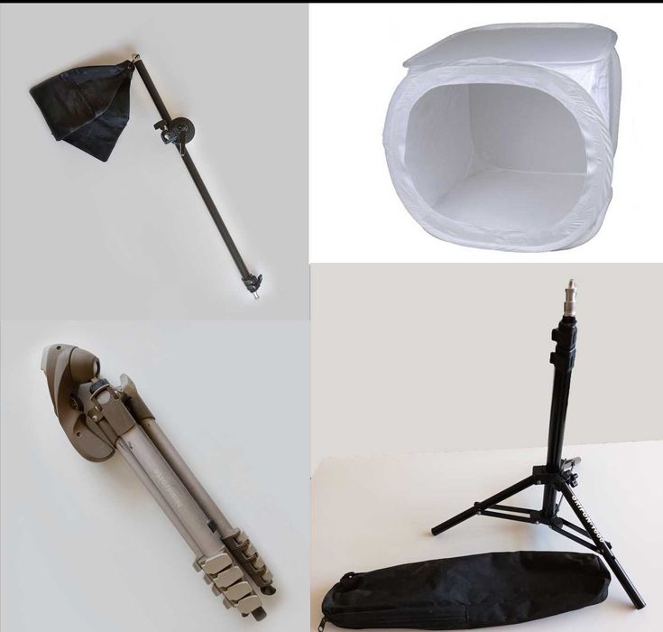 Фото аксесоари: светкавица, статив, лайтбокс, жираф, стойка