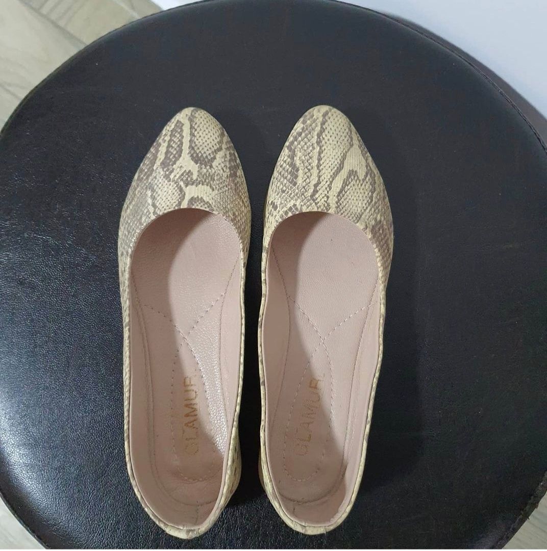 Balerini snake print piele naturala moale;