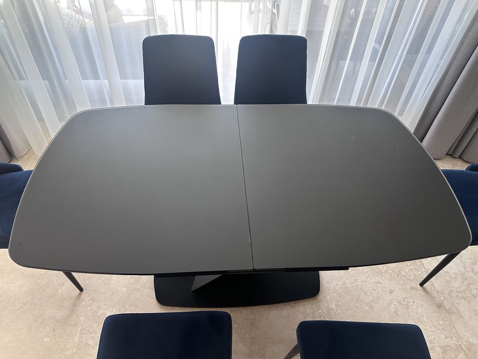 Vand masa sticla neagra living extensibila, stare excelenta