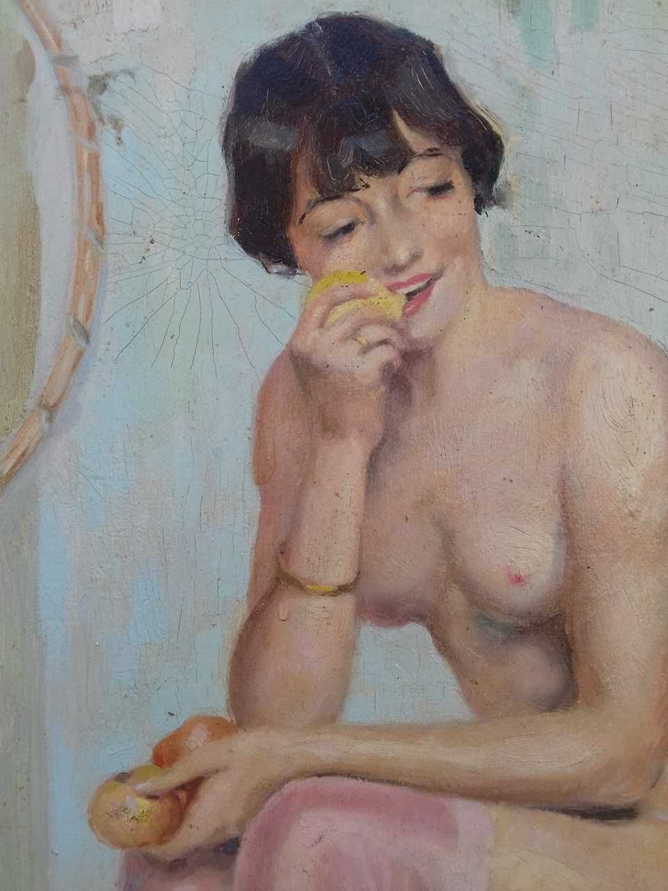 Tablou vechi - nud femeie - semnat C. Somov 1930