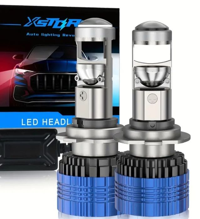 Ново +800% лед крушки с лупи h4, h7