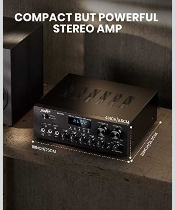 Bluetooth 5.0 стерео аудио усилвател Moukey 2.0 канален USB,SD,AUX,RCA