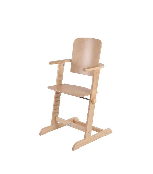 ЧИСТО НОВ дизайнерски дървен детски стол за хранене-СИВО. Geuther