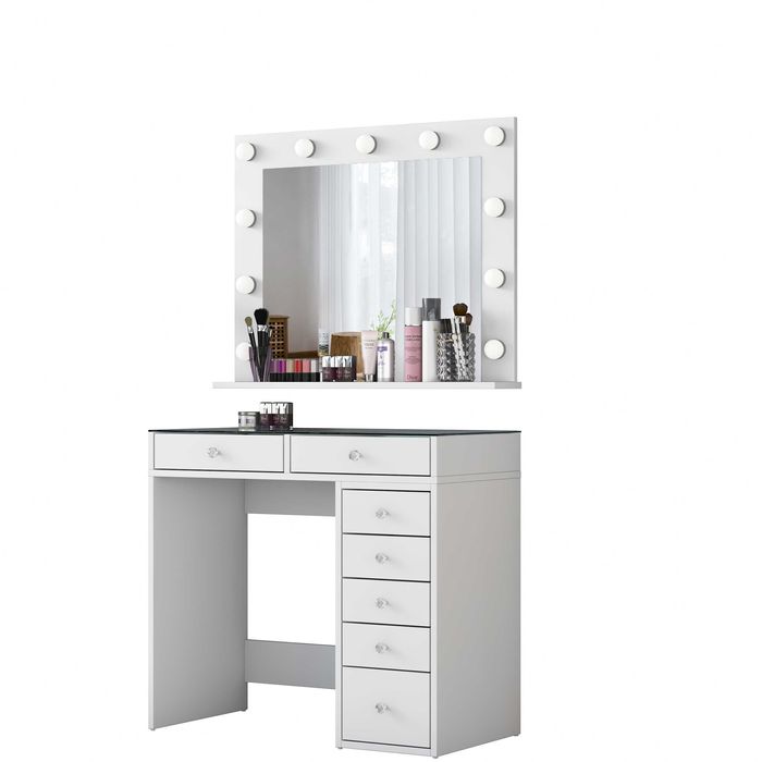 Тоалетка с Огледало и LED Осветление Puzzle-home 2788