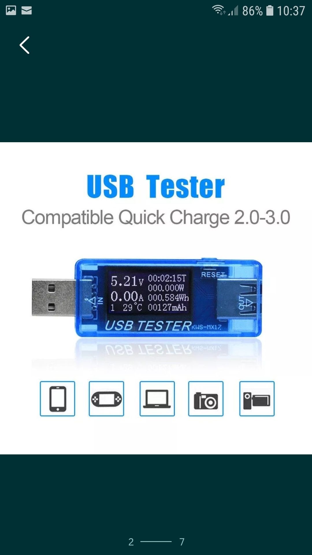 Tester USB Detector Voltmetru, Ampermetru