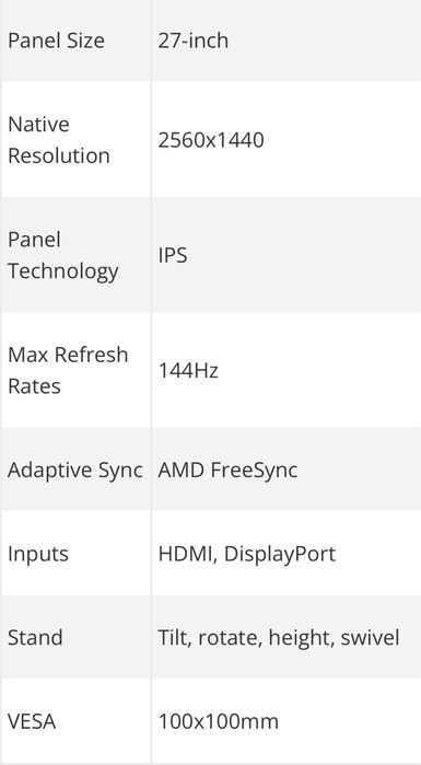 Monitor Gaming 144hz, 2K (1440p), ASUS MG279Q 27 inch, IPS, FreeSync