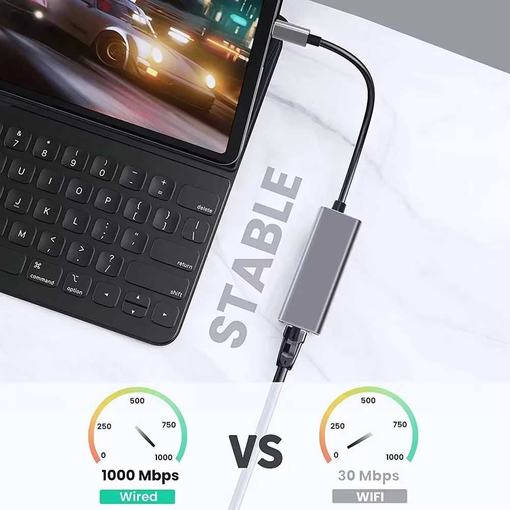 USB и Type-C to LAN 100/1000 Мбит/сек. Металлический корпус. Доставка.