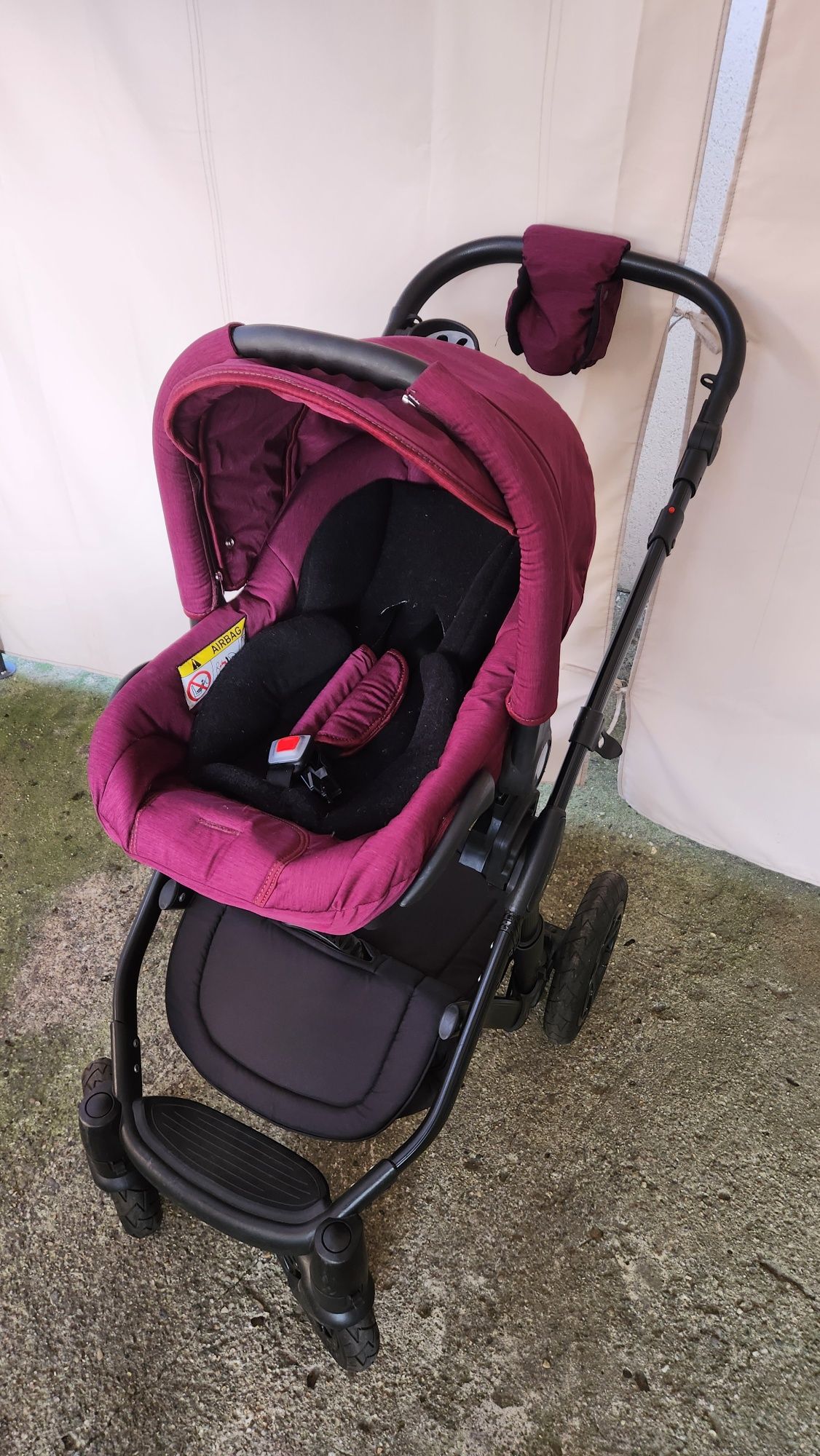 Carucior 3 in 1 Adamex Barletta, Burgundy Red