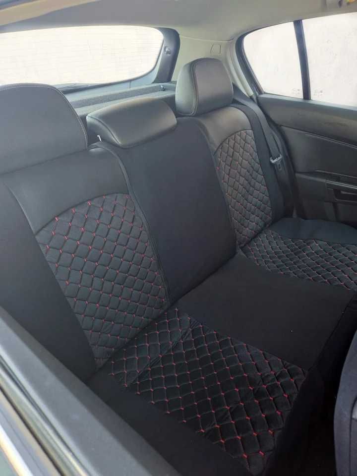 Huse scaune auto , piele ecologica cu velur negru, fata-spate