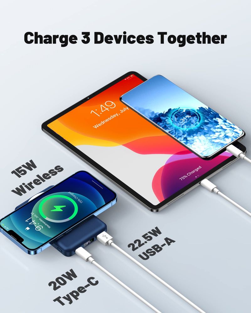 Yiisonger Magnetic Powerbank 10000mAh/стойка/USB-C/LED дисплей/22.5WPD