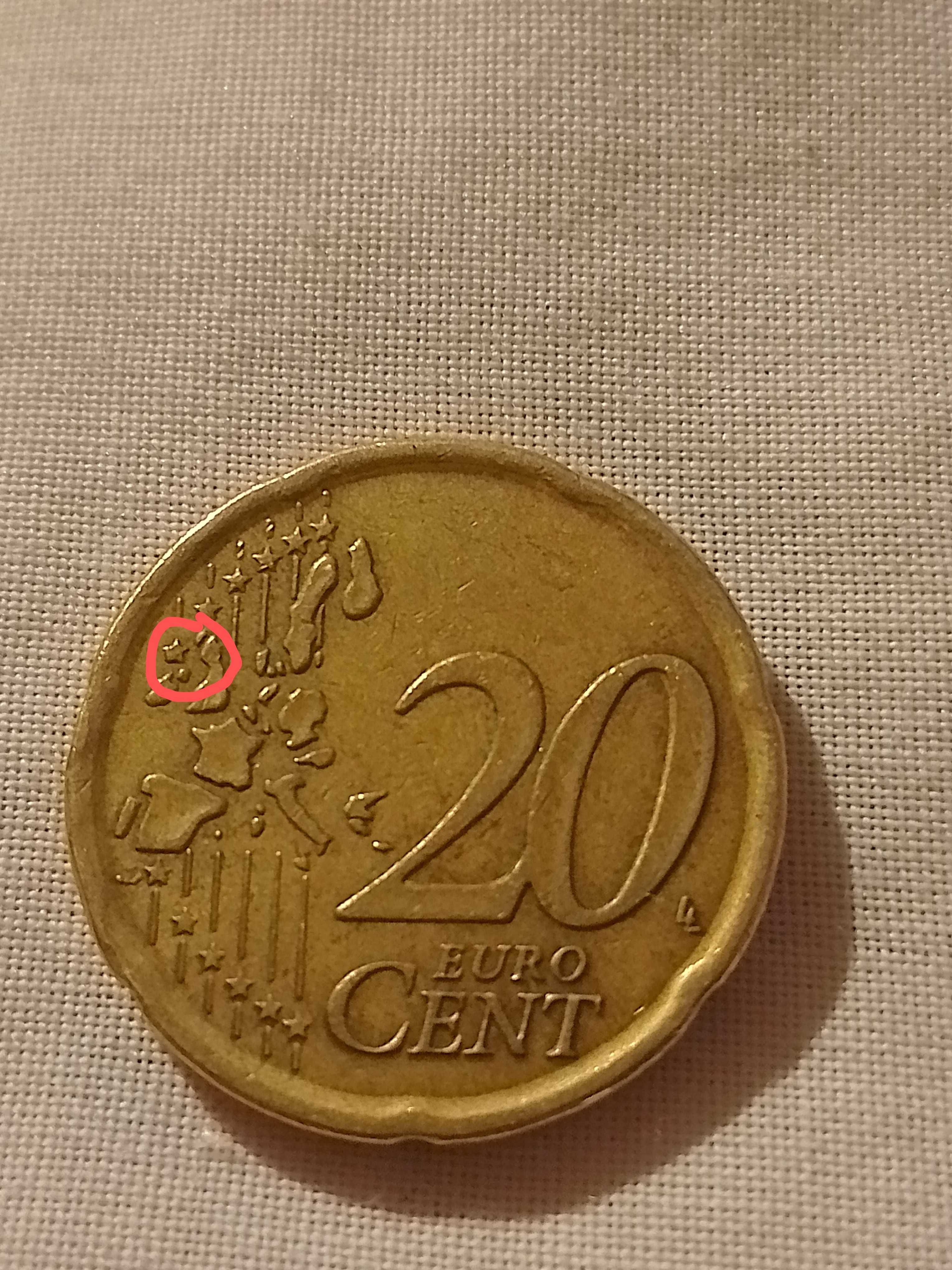 Монета 20 euro centa