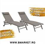 Set mobilier plaja/gradina/terasa 2 șezlonguri Gri LIVRARE GRATUITA