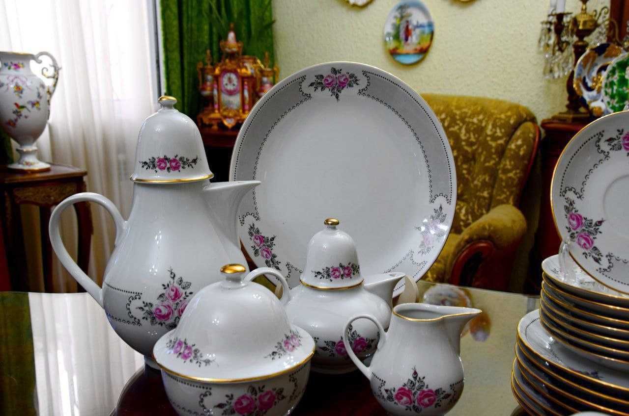 Шикарный старинный немецкий фарфоровый сервиз "Ильменау".