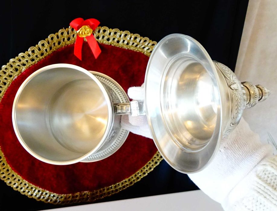 Халба от калай Lindenwirtin,семейство,калаена сватба.