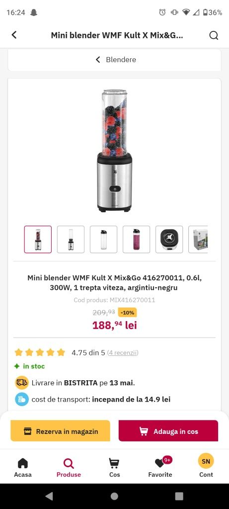 Storcător de fructe și legume Philips 800w, Blender WMF 300W