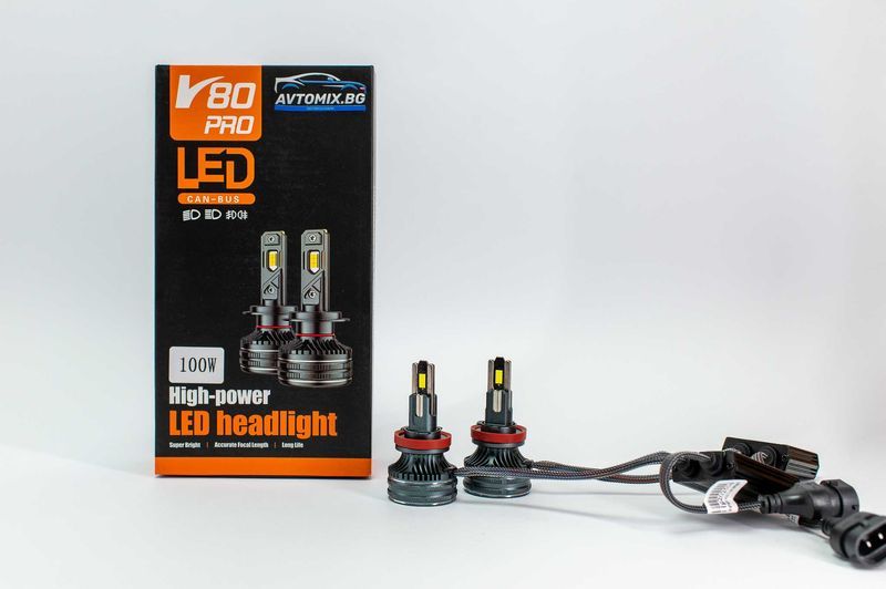 LED Крушки Н11 100w 10000LM,12-24v canbus 1 ГОДИНА ГАРАНЦИЯ
