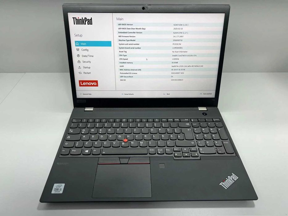 Laptop Lenovo Thinkpad T15 Gen1 i5-10210U SSD 256Gb ram 8Gb inc