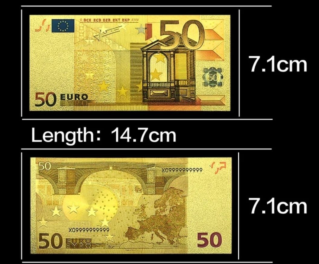 Bancnotă fantezie 50 euro placată cu aur