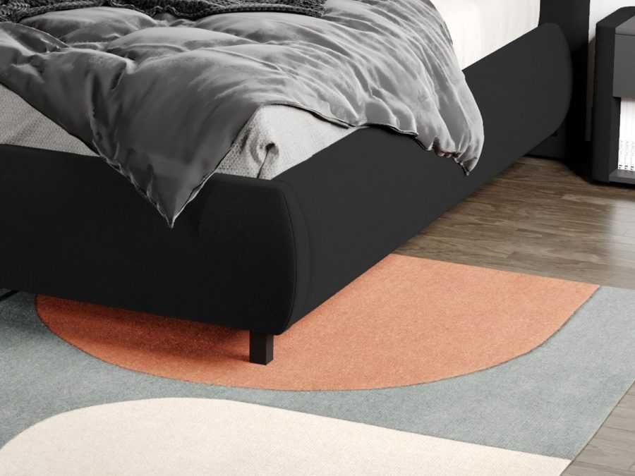 Pat Tapitat Catifea Mega Negru Riviera 100 cu somiera fixa