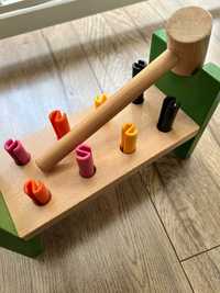 UPPSTA Ikea Joc lemn masiv cu ciocan, multicolor, si broscuta lemn