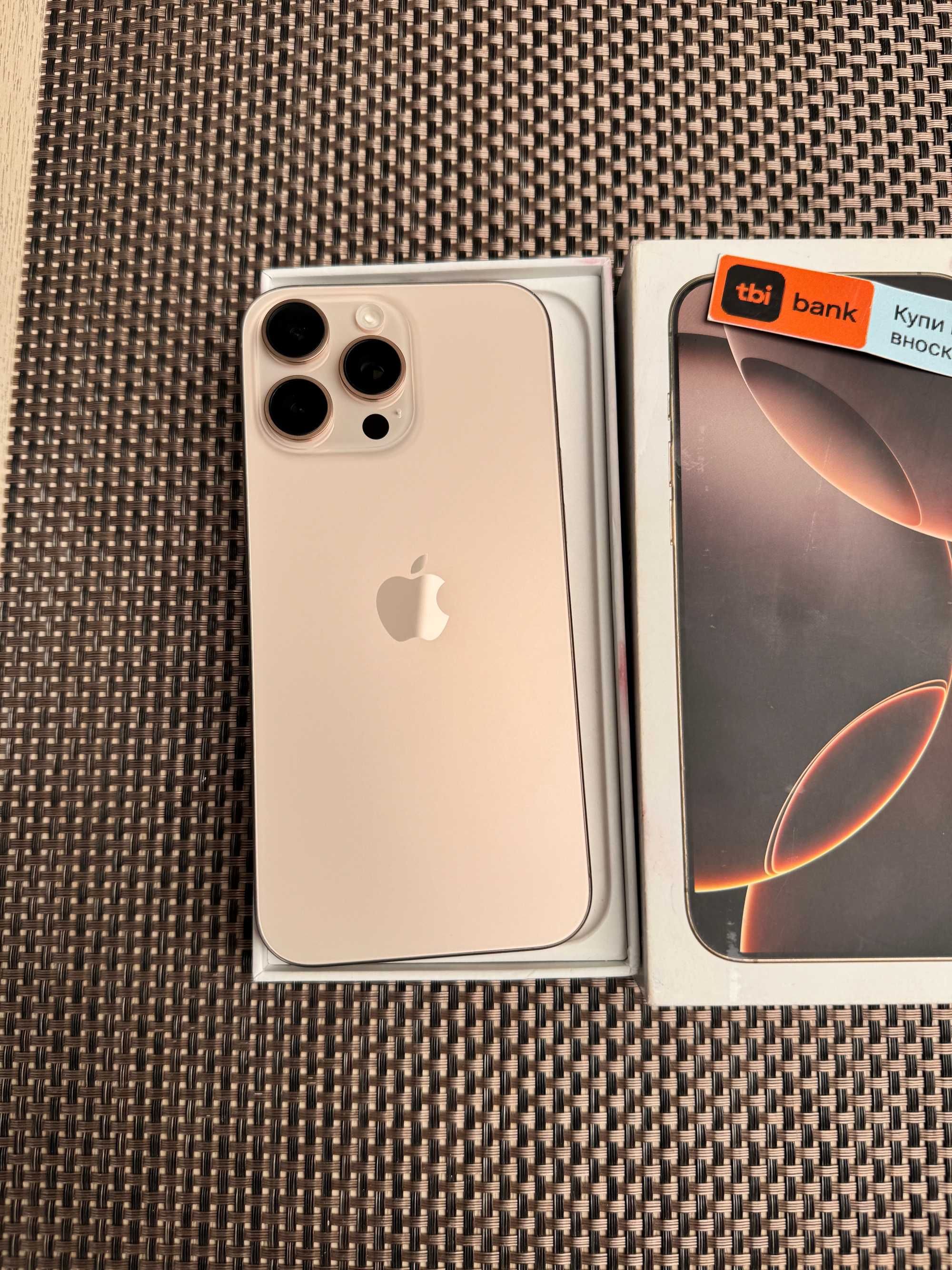 512gb! НОВ! iPhone 16 Pro MAX Лизинг от 84лв/м Desert Titanium златен