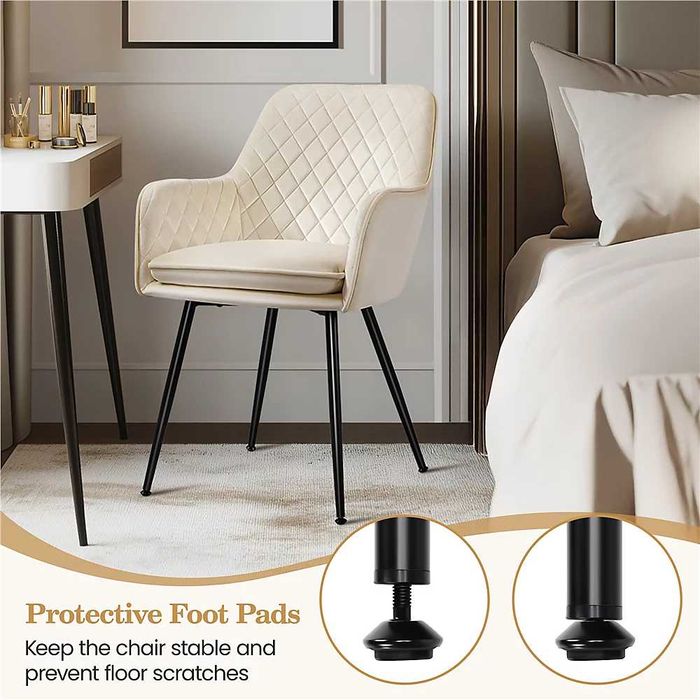 Set 2 scaune dining catifea cu picioare metalice |S 614341 Beige(2pcs)