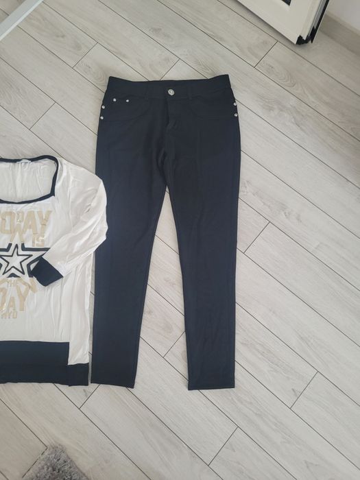 Pantaloni negri elastici +bluza cadou M