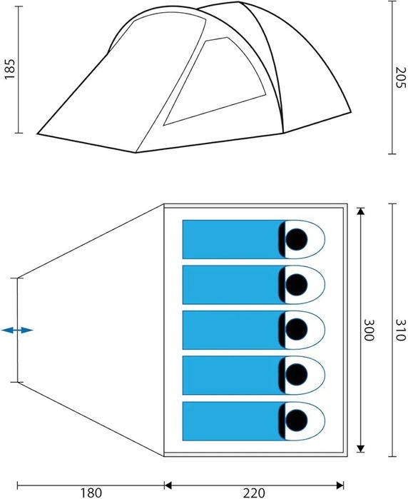 Къмпинг 5 местна палатка