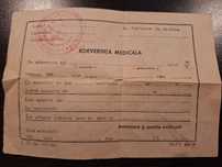 Adeverință (scutire) medicala anii '90  pentru colecționari