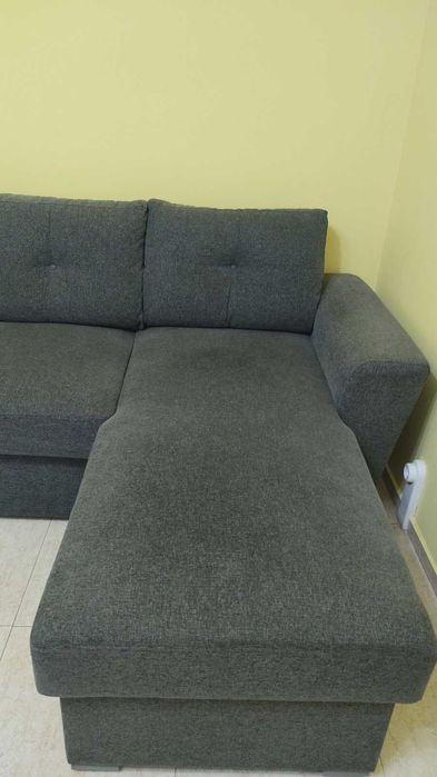 Разтегателен диван с разширение VEJLBY тъмносив текстил