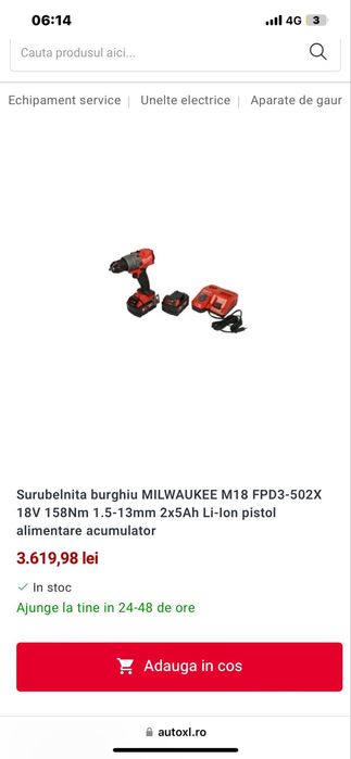 Vând bormașină MILWaukee