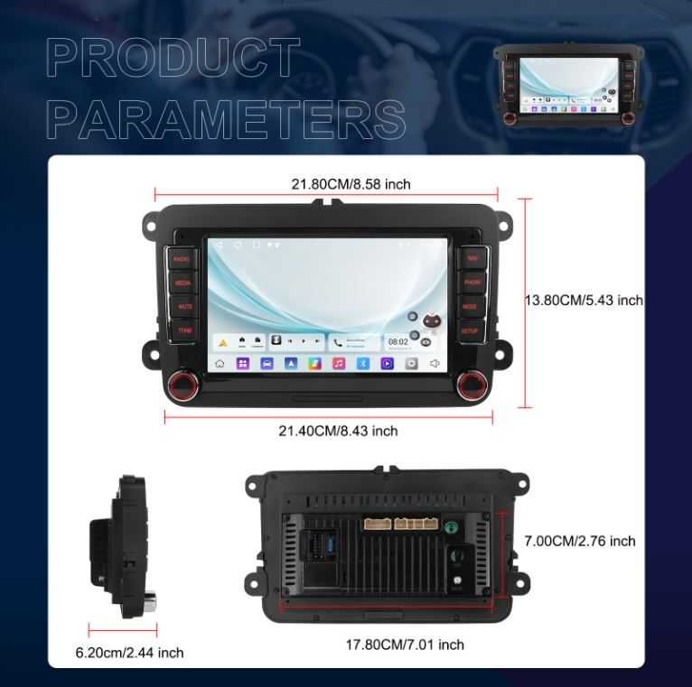 Navigatie Android 15 Camera VW, Skoda, Seat 7" | 2GB RAM + 64GB ROM