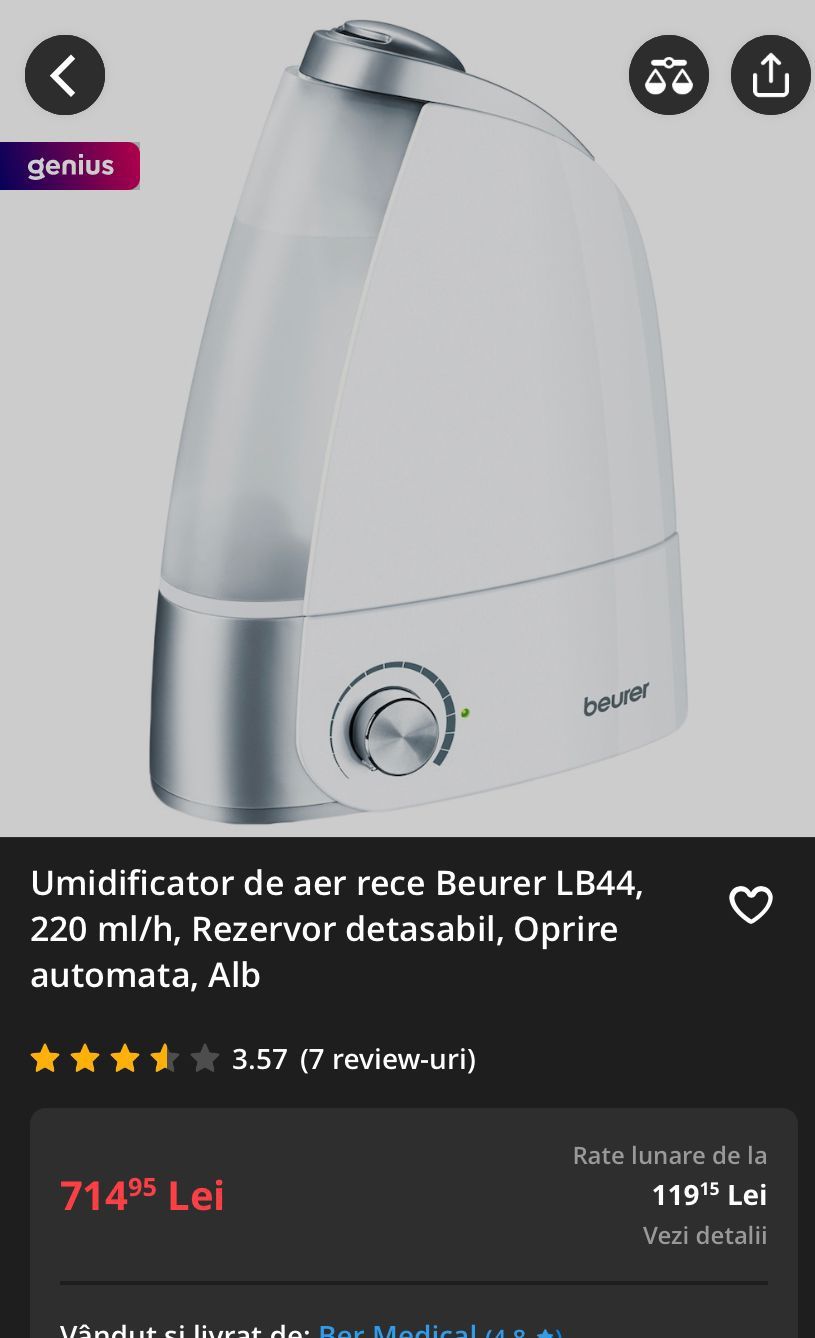 Umidificator aer  Beurer LB44 nou in cutie