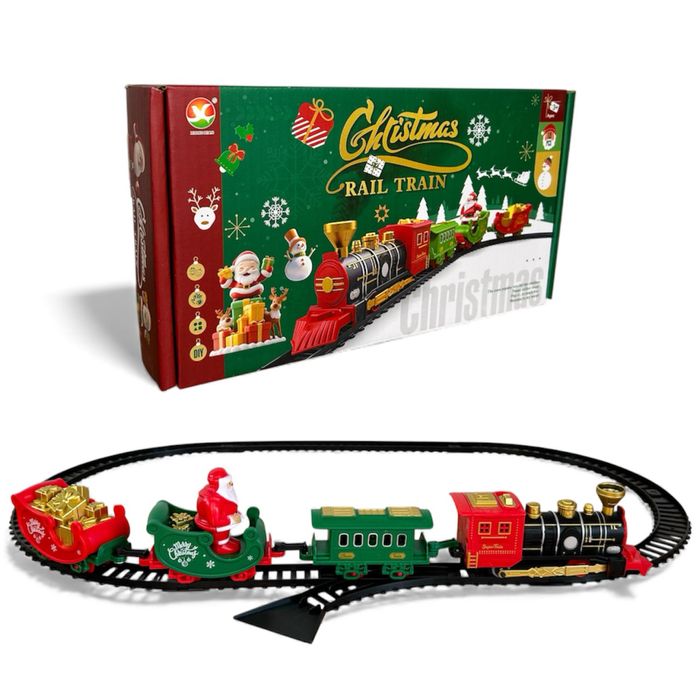 Новогодний мини поезд с рельсами и Санта клаусом Подарок для детей Аст