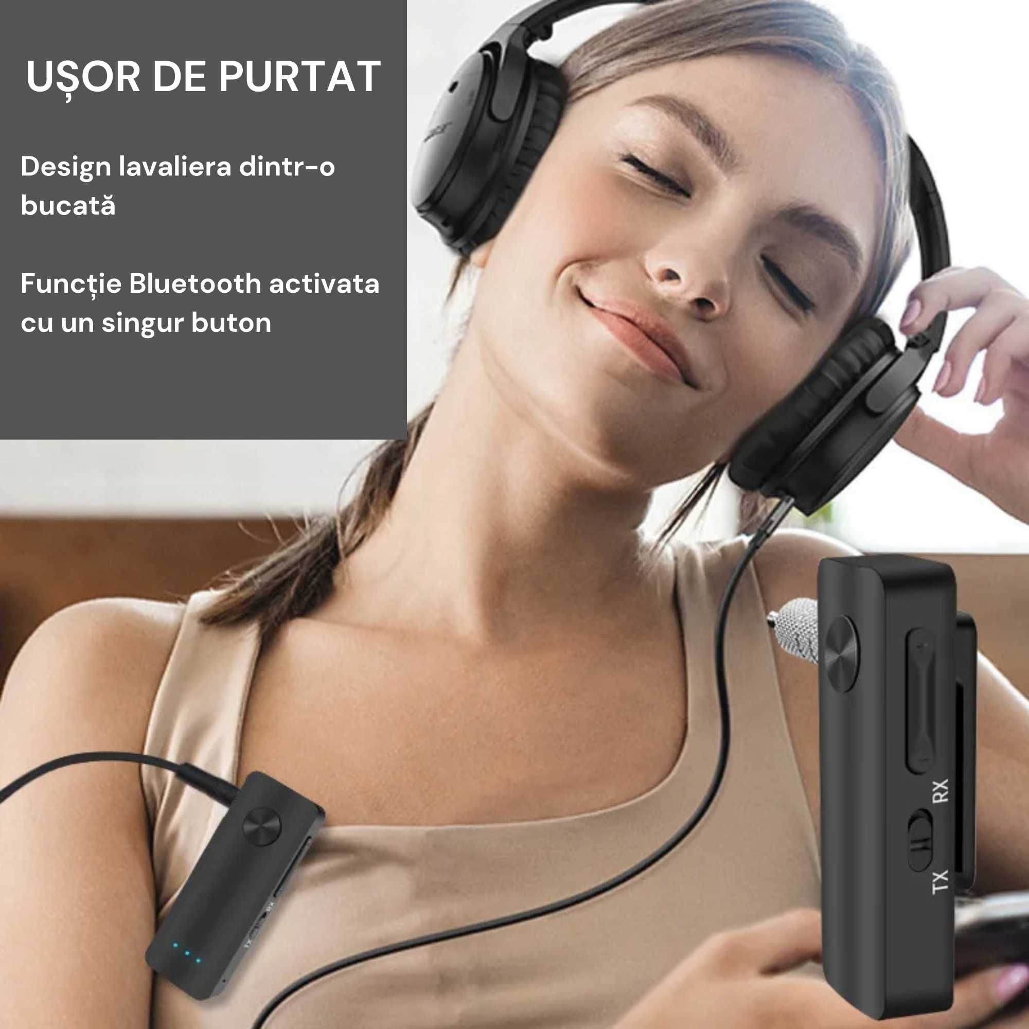 Adaptor Auto T8 Aux, Hands-Free 2 in 1, Wireless 5.0