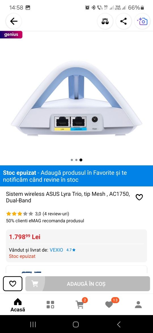 Vand sistem Mesh Asus lyra Trio